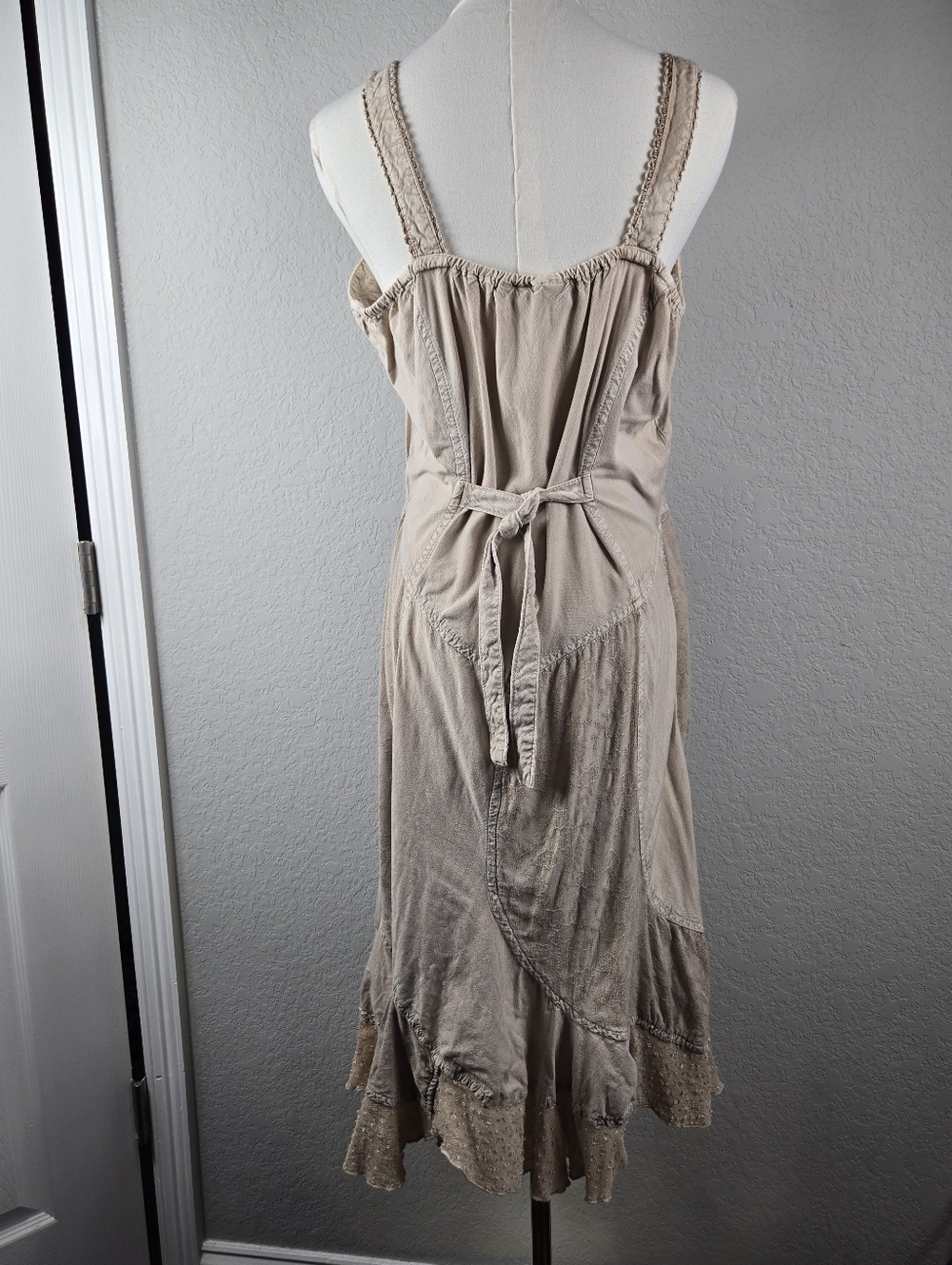 Coline XL Boho Goddess Embroidered Midi Dress Stonewashed Festival Chic Earthy - Picture 5 of 16